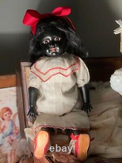 Antique Black HANDWERCK Doll Rare Mold 109Factory Original Clothing