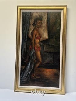 Antique Black Woman Portrait African American Ballet Dancer MID Century Wpa Oil