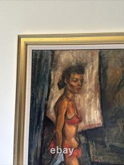 Antique Black Woman Portrait African American Ballet Dancer MID Century Wpa Oil