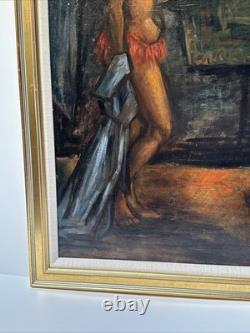 Antique Black Woman Portrait African American Ballet Dancer MID Century Wpa Oil