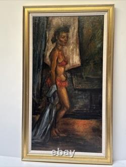 Antique Black Woman Portrait African American Ballet Dancer MID Century Wpa Oil