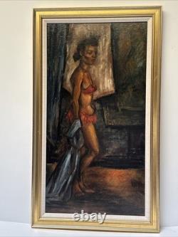 Antique Black Woman Portrait African American Ballet Dancer MID Century Wpa Oil