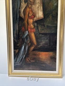 Antique Black Woman Portrait African American Ballet Dancer MID Century Wpa Oil Antique Black Woman Portrait African American Ballet Dancer MID Century Wpa Oil