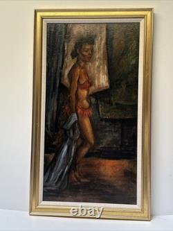 Antique Black Woman Portrait African American Ballet Dancer MID Century Wpa Oil