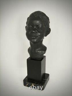 Antique Bronze Bust African American Young Black Girl 1930 Phyllis Blundell