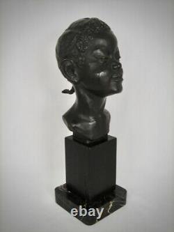 Antique Bronze Bust African American Young Black Girl 1930 Phyllis Blundell