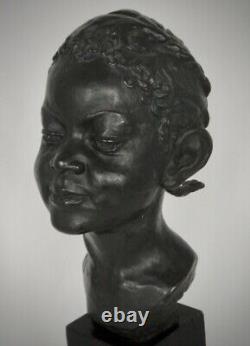 Antique Bronze Bust African American Young Black Girl 1930 Phyllis Blundell