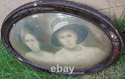 Antique Bubble Glass African American Kids Photo 21x16 Rare Black Americana