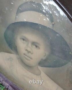 Antique Bubble Glass African American Kids Photo 21x16 Rare Black Americana