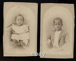 Antique CDV Photos Cute African American Black Children Siblings Prob Kentucky