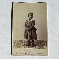Antique Cabinet Card Photograph Adorable Girl Black African American Mendon MI