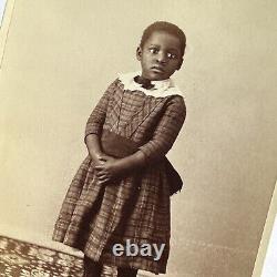 Antique Cabinet Card Photograph Adorable Girl Black African American Mendon MI