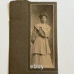 Antique Cabinet Card Photograph Black African American Woman New Orleans LA