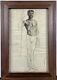 Antique Circa 1900 Academic Drawing Study of Nude African American Man, Framed