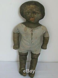 Antique Cloth Doll Art Fabric Mills Black Child Doll 1890's