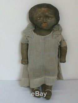Antique Cloth Doll Art Fabric Mills Black Child Doll 1890's