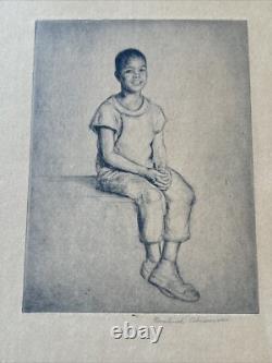 Antique Etching Black Portrait African American Child Youth By Rosalind Abramson