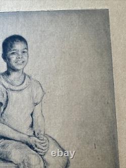 Antique Etching Black Portrait African American Child Youth By Rosalind Abramson