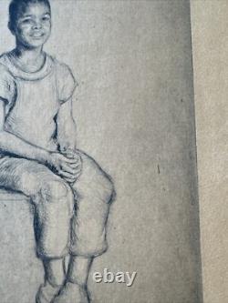 Antique Etching Black Portrait African American Child Youth By Rosalind Abramson