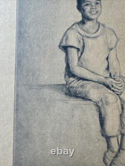 Antique Etching Black Portrait African American Child Youth By Rosalind Abramson