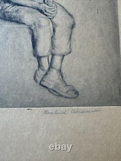Antique Etching Black Portrait African American Child Youth By Rosalind Abramson
