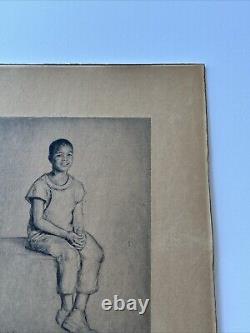 Antique Etching Black Portrait African American Child Youth By Rosalind Abramson