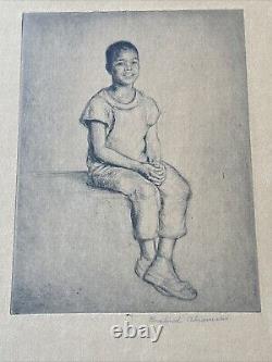 Antique Etching Black Portrait African American Child Youth By Rosalind Abramson