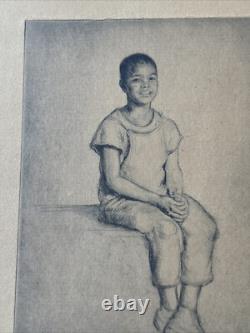 Antique Etching Black Portrait African American Child Youth By Rosalind Abramson