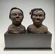Antique Folk Art African American Busts 1930s Black Signed C Thomas Outsider