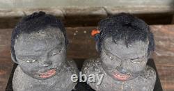 Antique Folk Art African American Busts 1930s Black Signed C Thomas Outsider