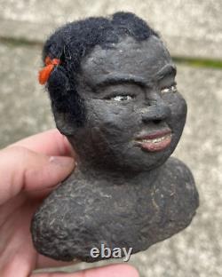 Antique Folk Art African American Busts 1930s Black Signed C Thomas Outsider