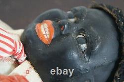 Antique German Bisque Black Ebony Young Boy Character Doll Cloth Body 16