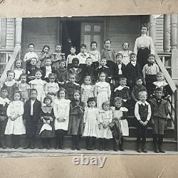 Antique Group Mounted Photograph On Board School Children Black African American
