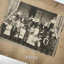 Antique Group Mounted Photograph On Board School Children Black African American