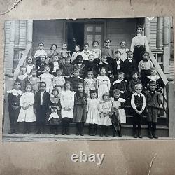 Antique Group Mounted Photograph On Board School Children Black African American