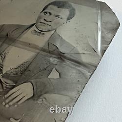 Antique Half Plate Tintype Photograph Handsome Young Black African American Man