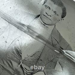 Antique Half Plate Tintype Photograph Handsome Young Black African American Man