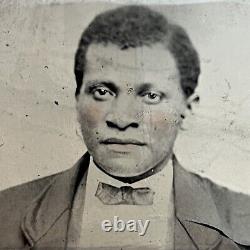 Antique Half Plate Tintype Photograph Handsome Young Black African American Man