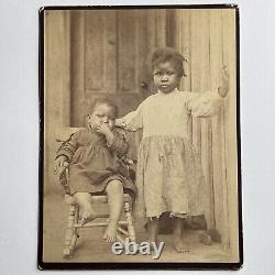 Antique Large Photograph On Board Adorable Black African American Children Moore