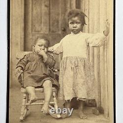 Antique Large Photograph On Board Adorable Black African American Children Moore