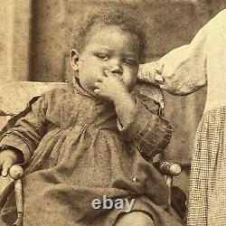 Antique Large Photograph On Board Adorable Black African American Children Moore