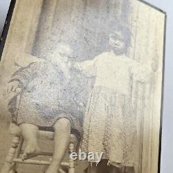 Antique Large Photograph On Board Adorable Black African American Children Moore