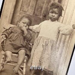 Antique Large Photograph On Board Adorable Black African American Children Moore
