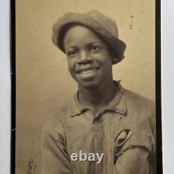 Antique Large Photograph On Board Charming Black African American Boy Moore