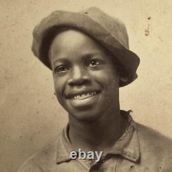 Antique Large Photograph On Board Charming Black African American Boy Moore