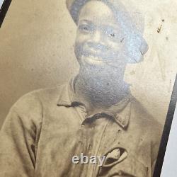 Antique Large Photograph On Board Charming Black African American Boy Moore