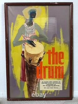 Antique Mid Century African American Black Modernism Painting Drums Exhibit