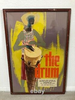 Antique Mid Century African American Black Modernism Painting Drums Exhibit