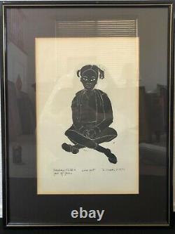 Antique Mid Century Modern Black African American Lithograph Ruth G. Waddy