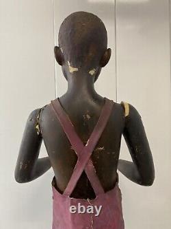Antique Old African American Folk Art Black Doll Store Display Mannequin 1940